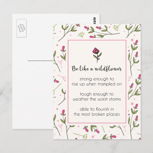Inspirerend citaat met bloempatroon briefkaart (Voorkant / Achterkant)