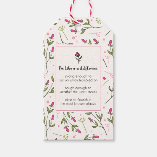Inspirerend citaat met bloempatroon cadeaulabel (Voorkant)