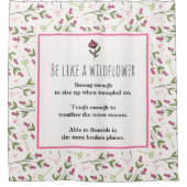 Inspirerend citaat met bloempatroon douchegordijn (Voorkant)