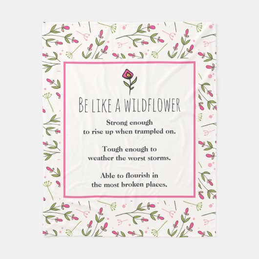 Inspirerend citaat met bloempatroon fleece deken (Voorkant)