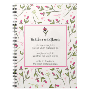 Inspirerend citaat met bloempatroon notitieboek