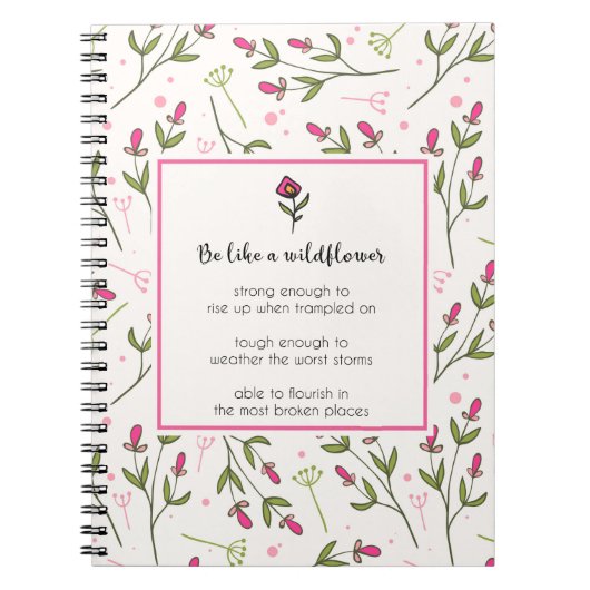 Inspirerend citaat met bloempatroon notitieboek (Voorkant)