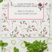 Inspirerend citaat met bloempatroon theedoek (Gevouwen)