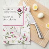 Inspirerend citaat met bloempatroon theedoek (Quarter Fold)