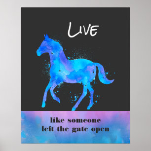 Inspirerend Citaat met een Paard die Wilde loopt Poster