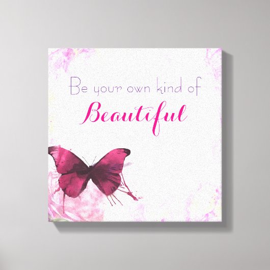 Inspirerend citaat met een Waterverf vlinder Canvas Afdruk (Voorkant)