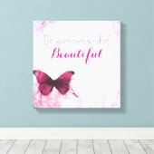 Inspirerend citaat met een Waterverf vlinder Canvas Afdruk (Insitu (Houten vloer))