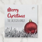 Inspirerend citaat met rode kerstbal bedankjes labels (Achterkant)