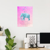 Inspirerend citaat met veren en olifant poster (Thuiskantoor)