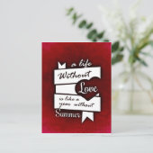 Inspirerend citaat op Liefde op een Rode Achtergro Briefkaart (Staand voorkant)