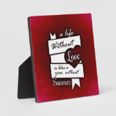 Inspirerend citaat op Liefde op een Rode Achtergro Fotoplaat (Voorkant)