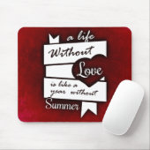 Inspirerend citaat op Liefde op een Rode Achtergro Muismat (Met muis)