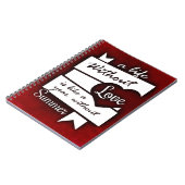 Inspirerend citaat op Liefde op een Rode Achtergro Notitieboek (Linkerzijde)