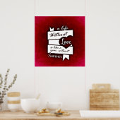 Inspirerend citaat op Liefde op een Rode Achtergro Poster (Keuken)