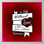 Inspirerend citaat op Liefde op een Rode Achtergro Poster (Voorkant)