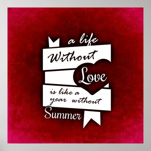 Inspirerend citaat op Liefde op een Rode Achtergro Poster (Voorkant)