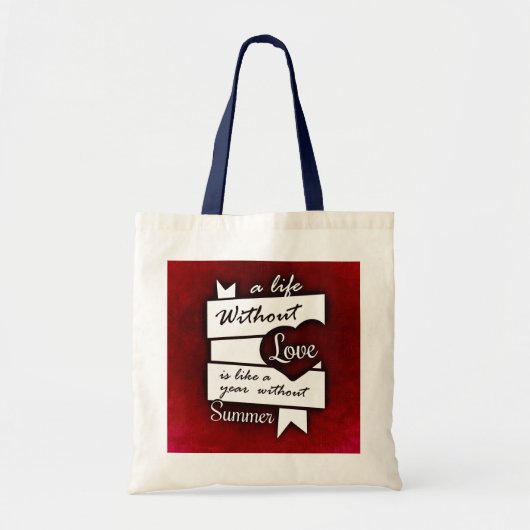 Inspirerend citaat op Liefde op een Rode Achtergro Tote Bag (Voorkant)