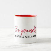 Inspirerend citaat op wit tweekleurige koffiemok (Center)