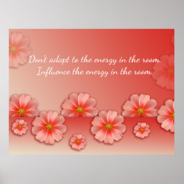 Inspirerend Citaat op Zachte Perzik & Roze Bloemen Poster