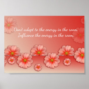 Inspirerend Citaat op Zachte Perzik & Roze Bloemen Poster