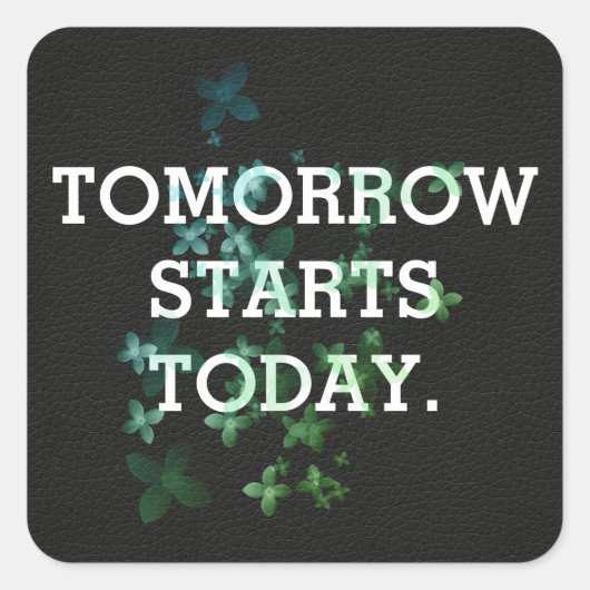 Inspirerend citaat op zwart leder vierkante sticker (Voorkant)