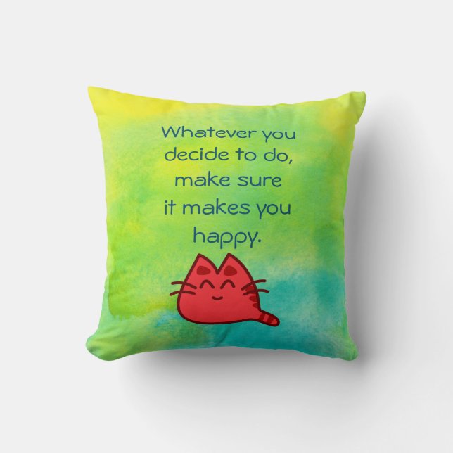 Inspirerend citaat over Geluk Kussen (Voorkant)