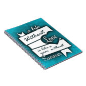 Inspirerend citaat over liefde op Turquoise Notitieboek (Rechterzijde)