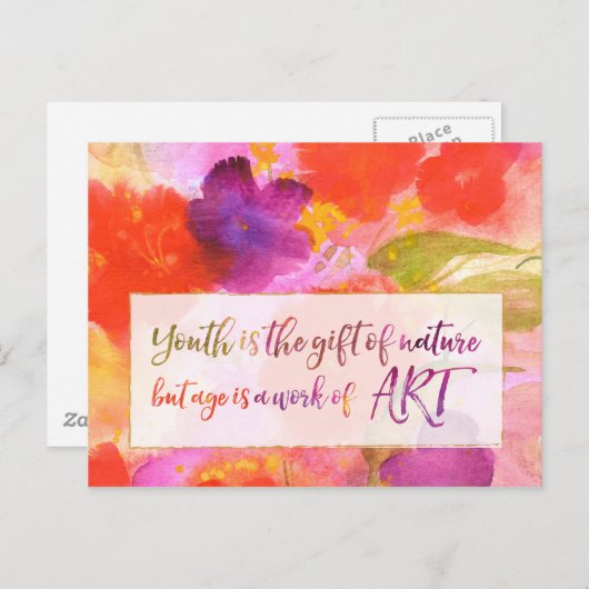 Inspirerend citaat over ouder worden met Abstracte Briefkaart (Voorkant / Achterkant)