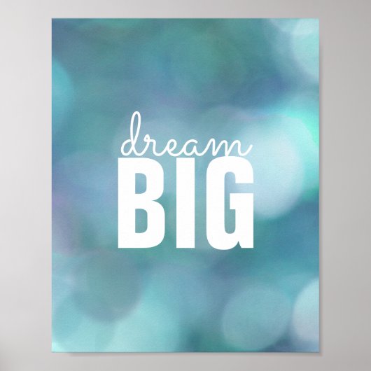 inspirerend citaat poster droom groot op blauw (Voorkant)