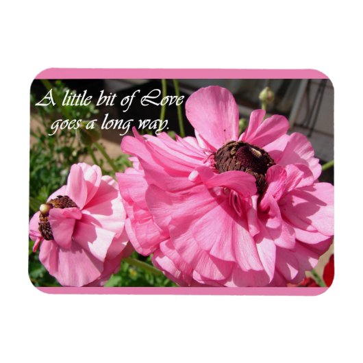 Inspirerend Citaat Roze Floral Magneet (Horizontaal)
