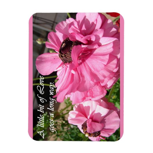 Inspirerend Citaat Roze Floral Magneet (Verticaal)
