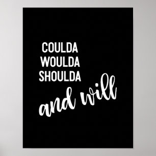 Inspirerend Citaat Script Typografie Black White Poster