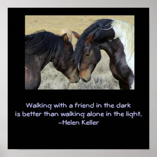 Inspirerend Citaat.Twee bruine wilde paarden die h Poster