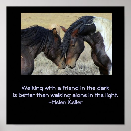 Inspirerend Citaat.Twee bruine wilde paarden die h Poster (Voorkant)