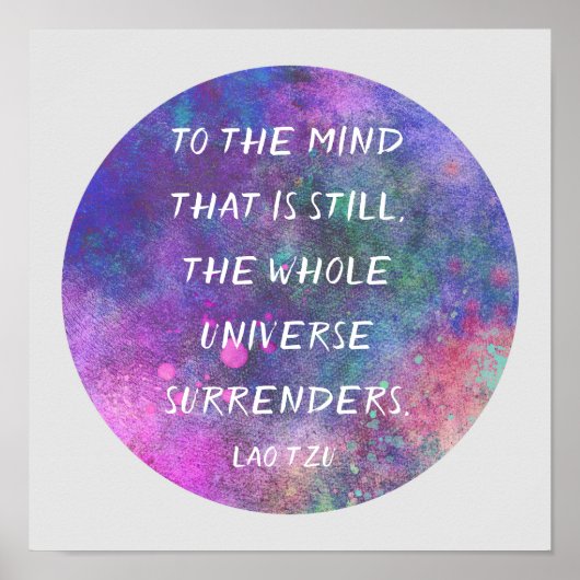 inspirerend citaat van de paarse waterverf Lao Tzu Poster (Voorkant)