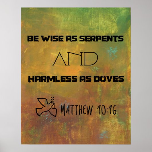 Inspirerend citaat van Matthew 10:16 Poster (Voorkant)