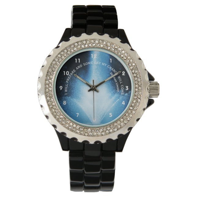 Inspirerend citaat voor blauwe waterfontein Attitu Horloge (Voorkant)