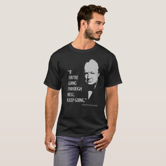 Inspirerend citaat Winston Churchill T-shirt (Voorkant volledig)