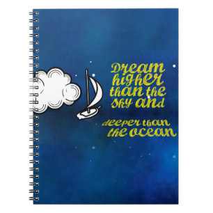 Inspirerend Citaat, Zeilboot en Nachtlucht Notitieboek