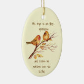 Inspirerend citaat Zijne Oogst staat op de loer. Keramisch Ornament (Rechts)