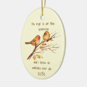 Inspirerend citaat Zijne Oogst staat op de loer. Keramisch Ornament (Links)