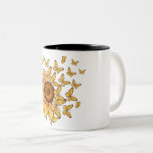 Inspirerend Citaat/Zonnebloem Tweekleurige Koffiemok (Voorkant rechts)