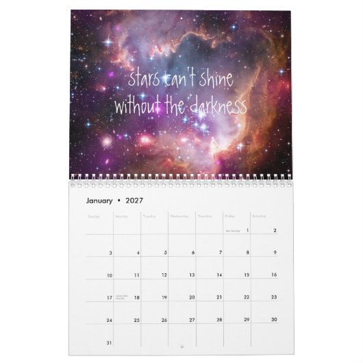 Inspirerend citaathipster voor ruimtemelkwegstelse kalender (Jan 2027)