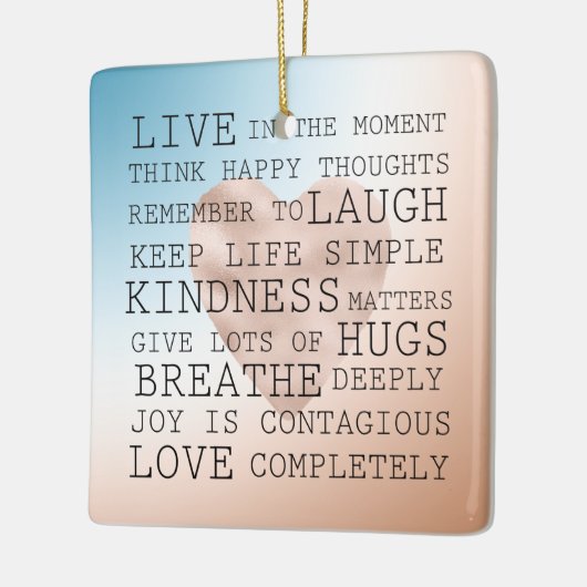 Inspirerend citaten Blauw Bruin Blush Heart Keramisch Ornament (Links)