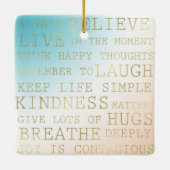 Inspirerend citaten Blauw Bruin Blush Heart Keramisch Ornament (Achterkant)