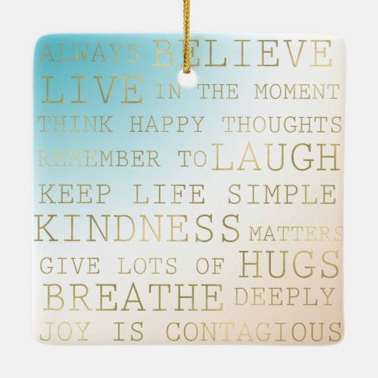 Inspirerend citaten Blauw Bruin Blush Heart Keramisch Ornament (Achterkant)