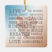 Inspirerend citaten Blauw Bruin Blush Heart Keramisch Ornament (Voorkant)