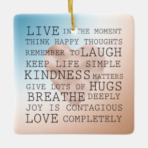 Inspirerend citaten Blauw Bruin Blush Heart Keramisch Ornament