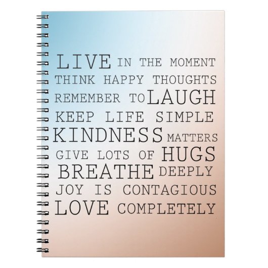 Inspirerend citaten Blauwe Bruine Ombre Notitieboek (Voorkant)