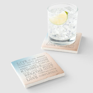 Inspirerend citaten Blauwe Bruine Ombre Stenen Onderzetter